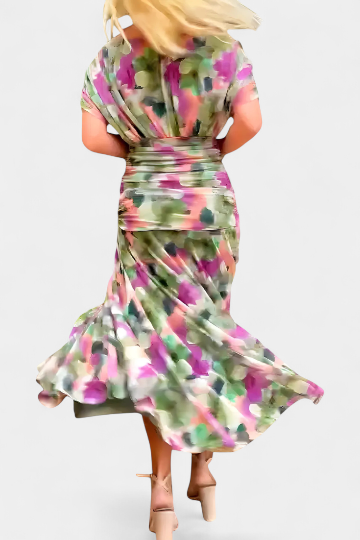 Gloria | Long Floral V-Neck Dress