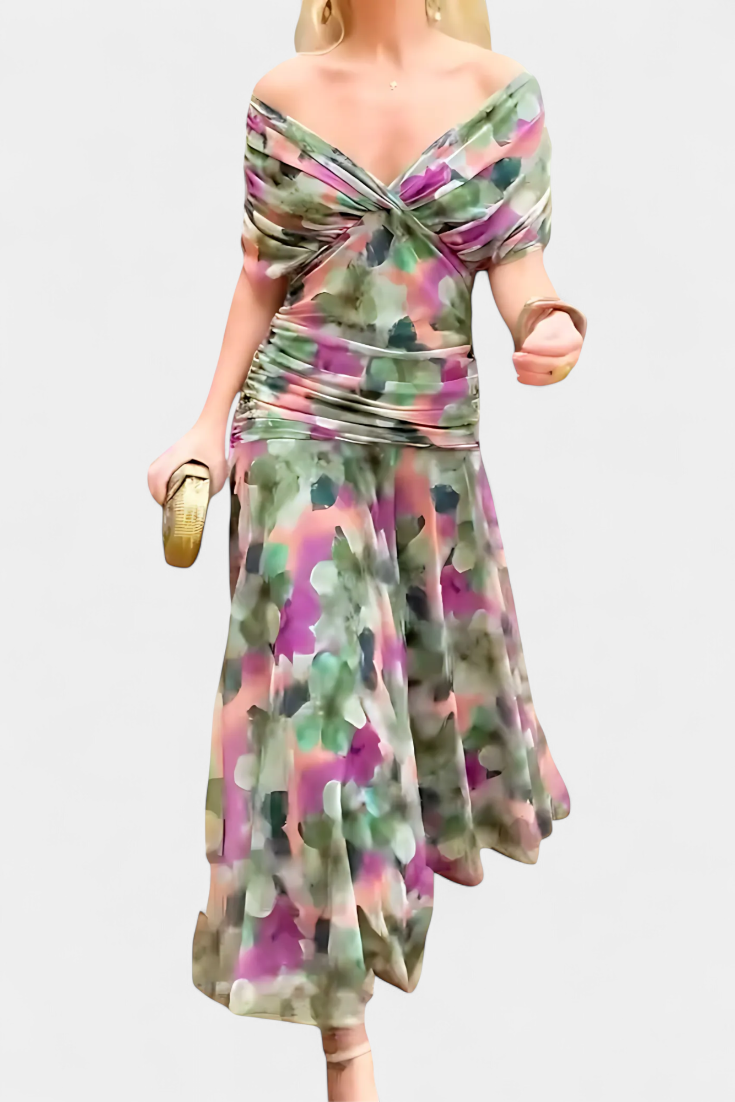 Gloria | Long Floral V-Neck Dress