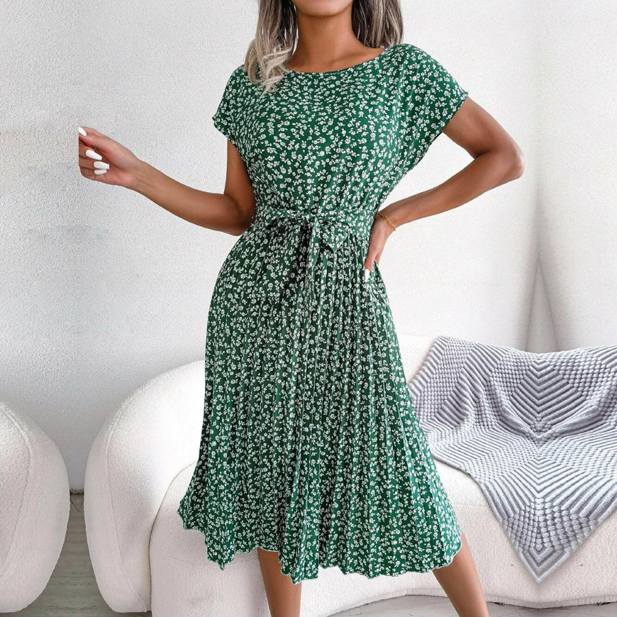 Marilyn | Floral Pleated Midi Dress