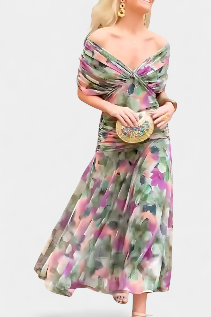 Gloria | Long Floral V-Neck Dress