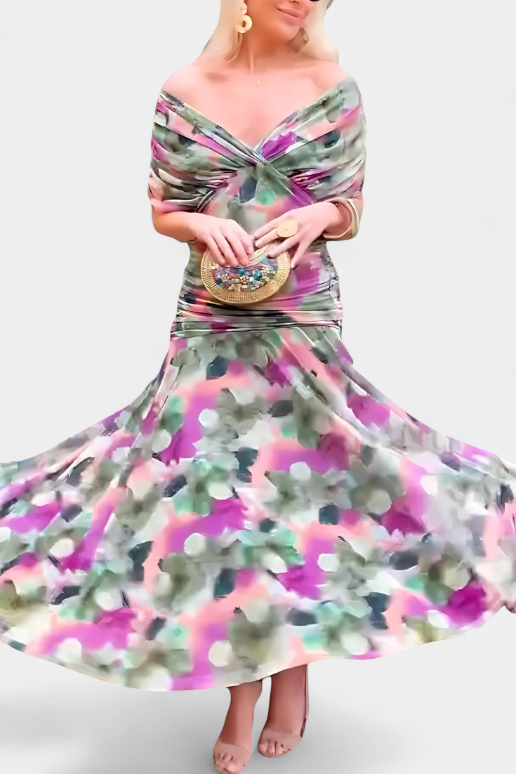 Gloria | Long Floral V-Neck Dress