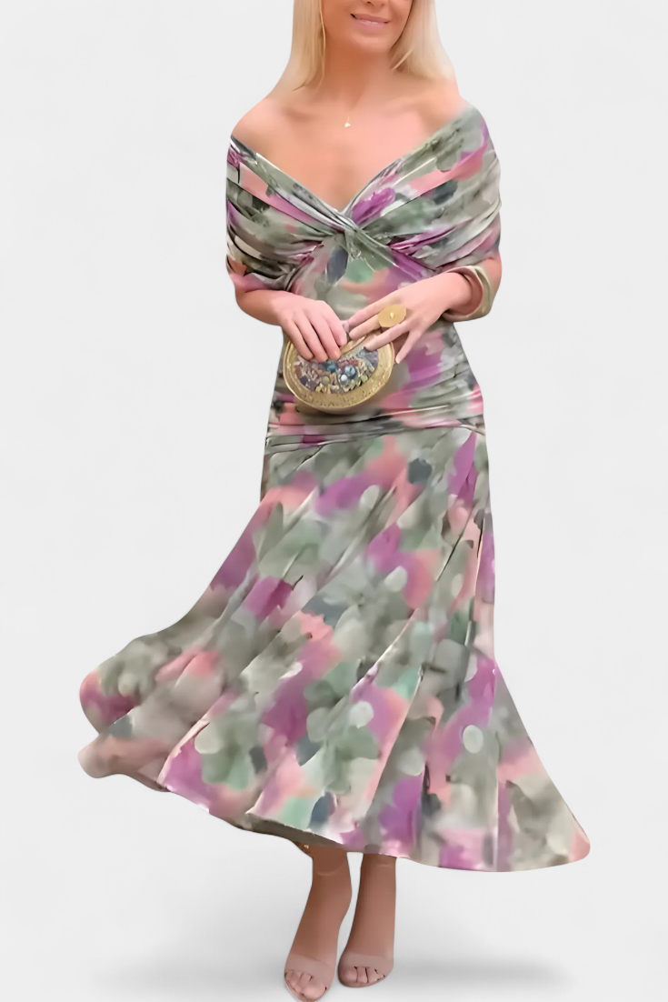 Gloria | Long Floral V-Neck Dress