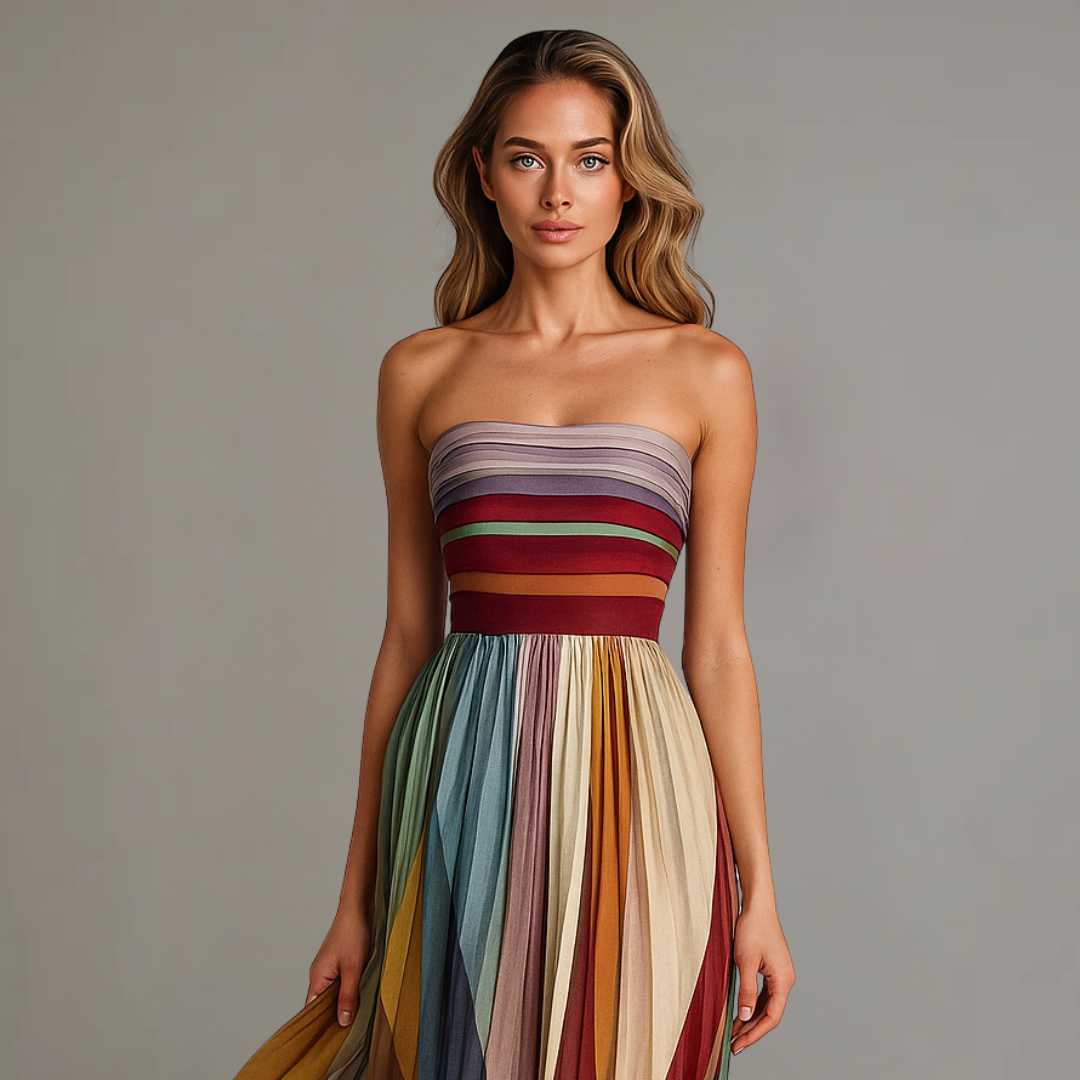 Valerie | Pleated Strapless Maxi Dress