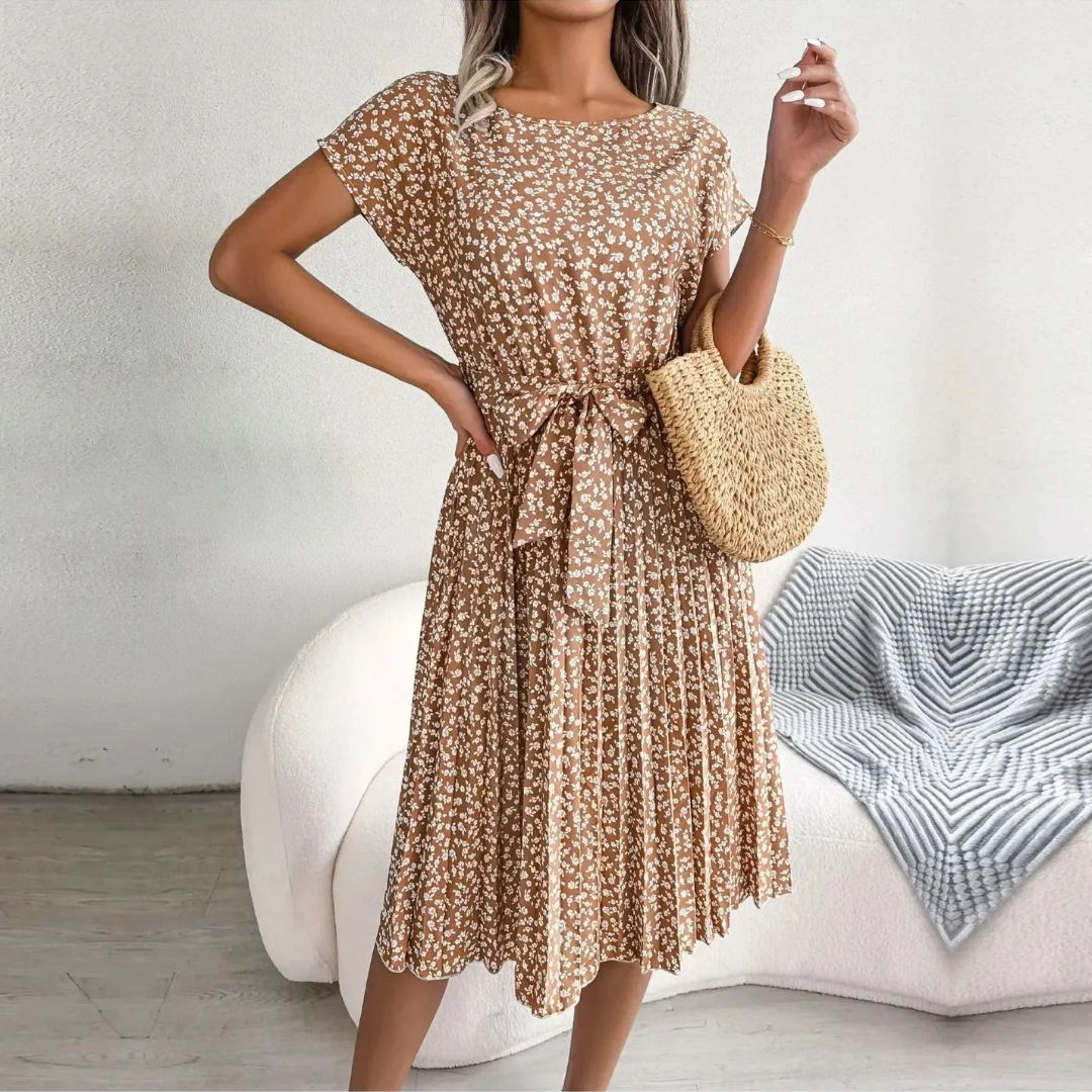 Marilyn | Floral Pleated Midi Dress