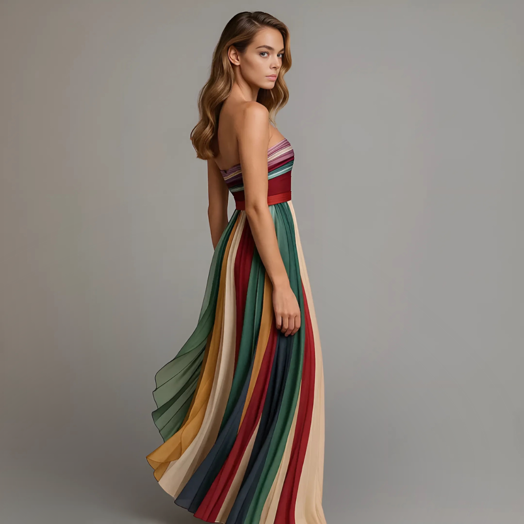 Valerie | Pleated Strapless Maxi Dress