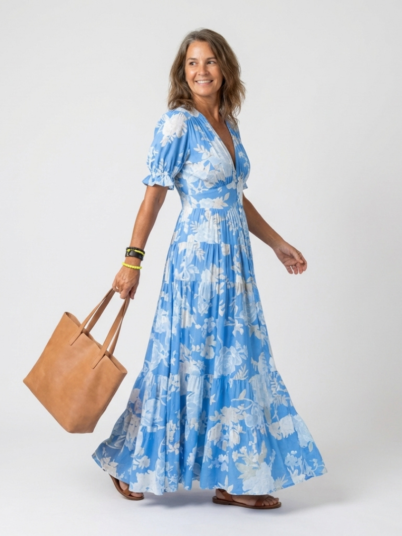 Lana - Sleeveless V-Neck Floral Midi Dress