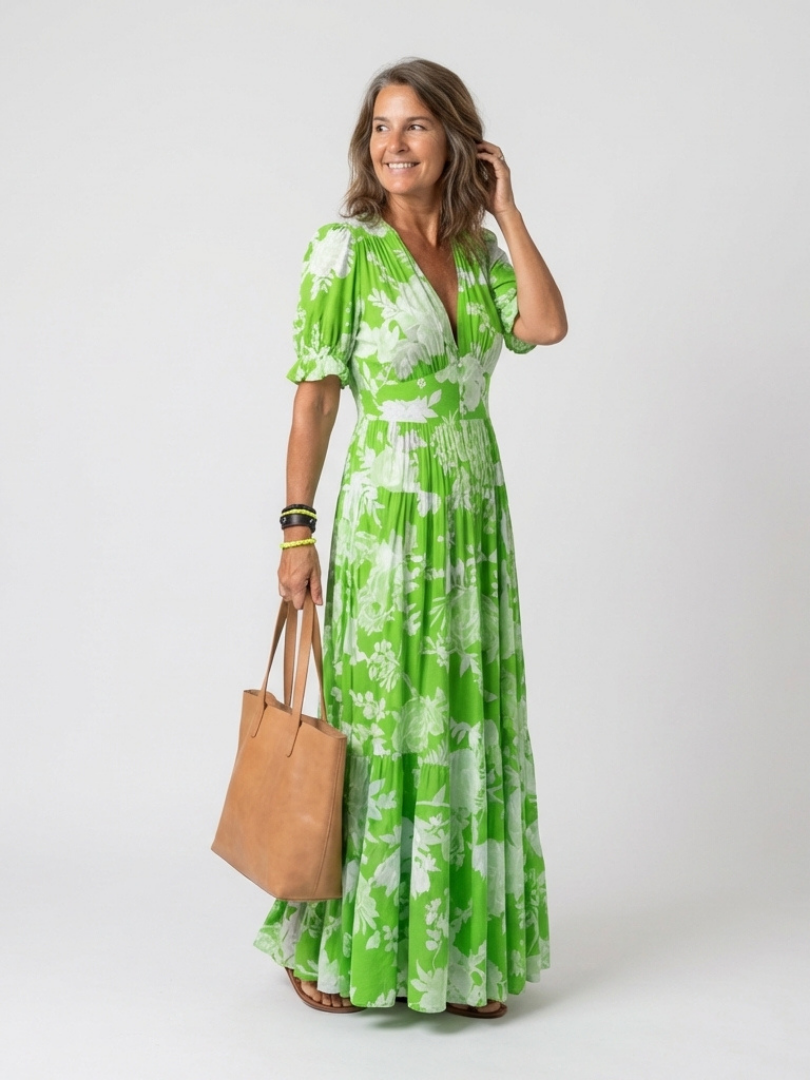 Lana - Sleeveless V-Neck Floral Midi Dress