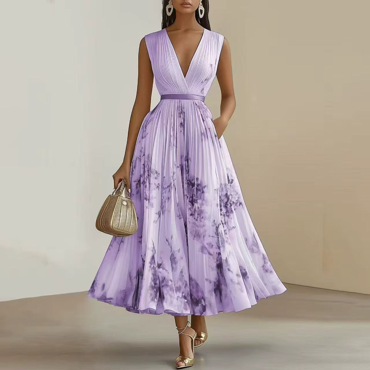 Elaine | Elegant Pleated Maxi Dress