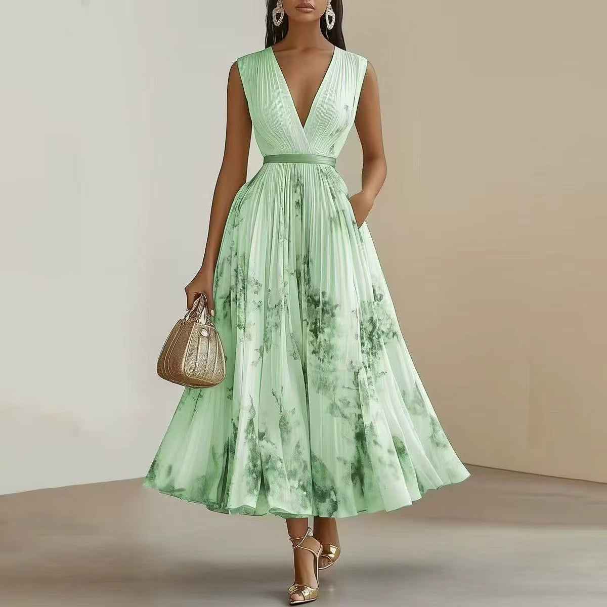 Elaine | Elegant Pleated Maxi Dress