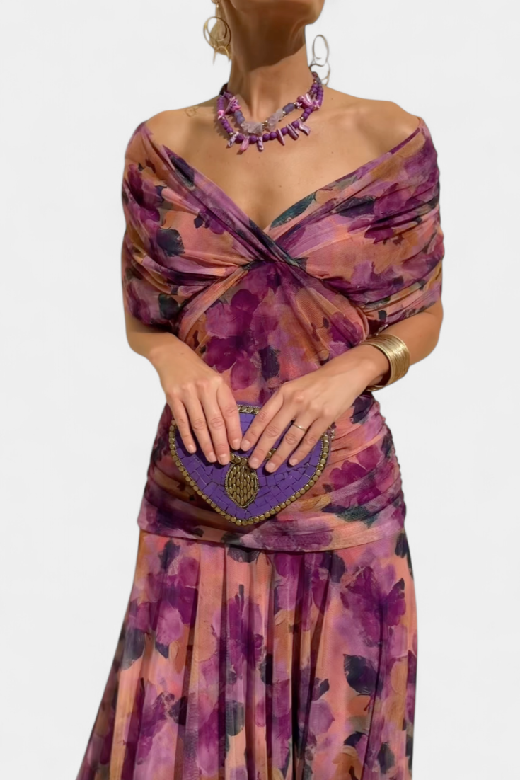 Gloria | Long Floral V-Neck Dress