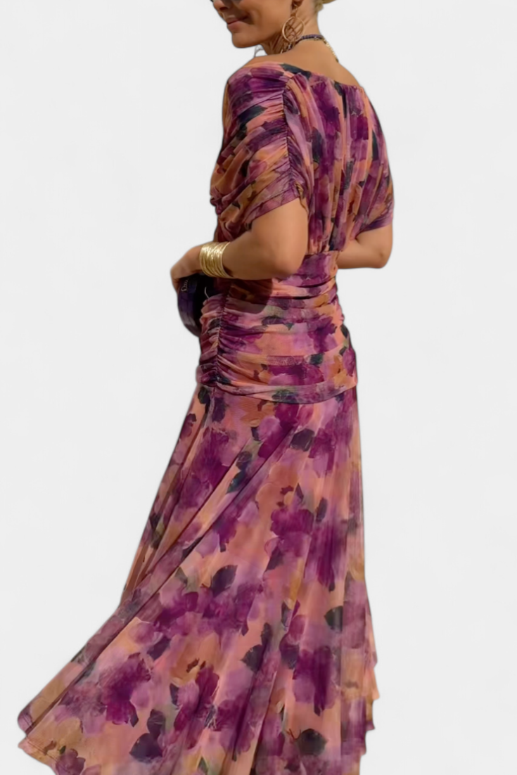 Gloria | Long Floral V-Neck Dress
