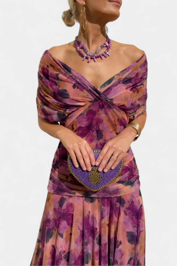 Gloria | Long Floral V-Neck Dress