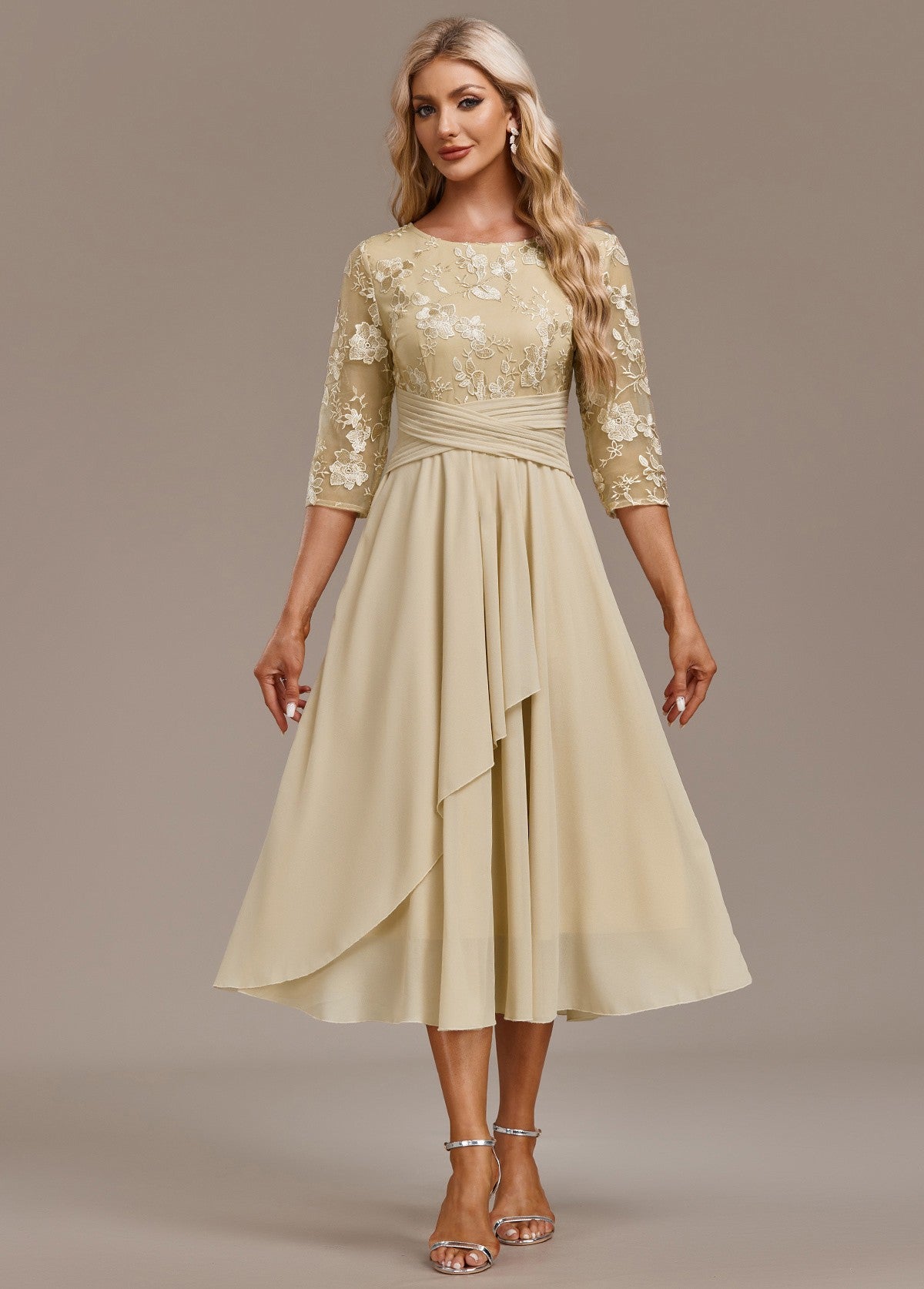 Lorraine | Navy Lace Midi Dress