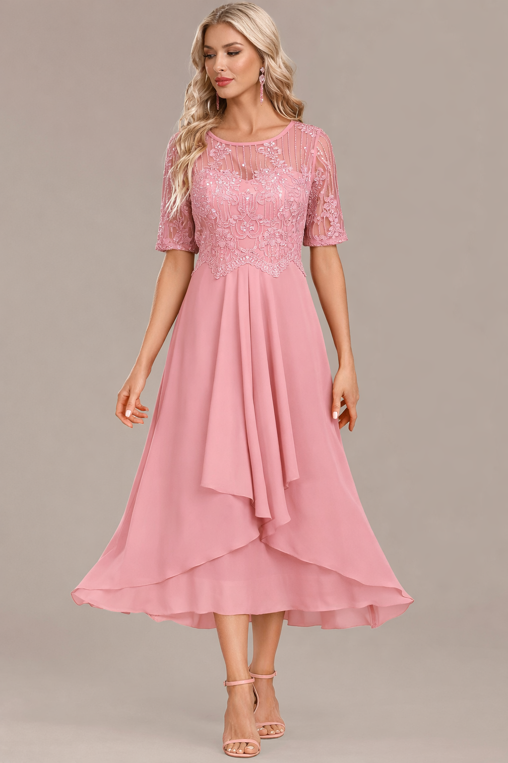 Lorraine | Navy Lace Midi Dress