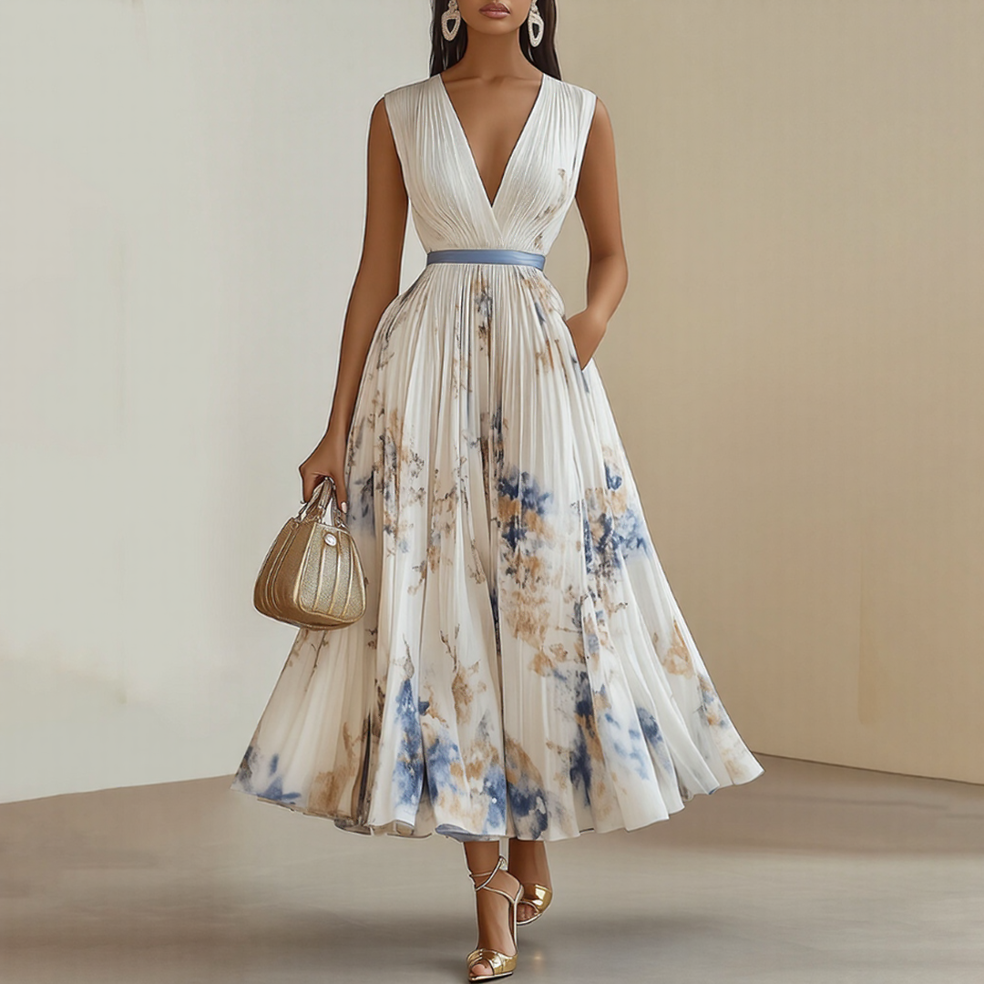 Elaine | Elegant Pleated Maxi Dress