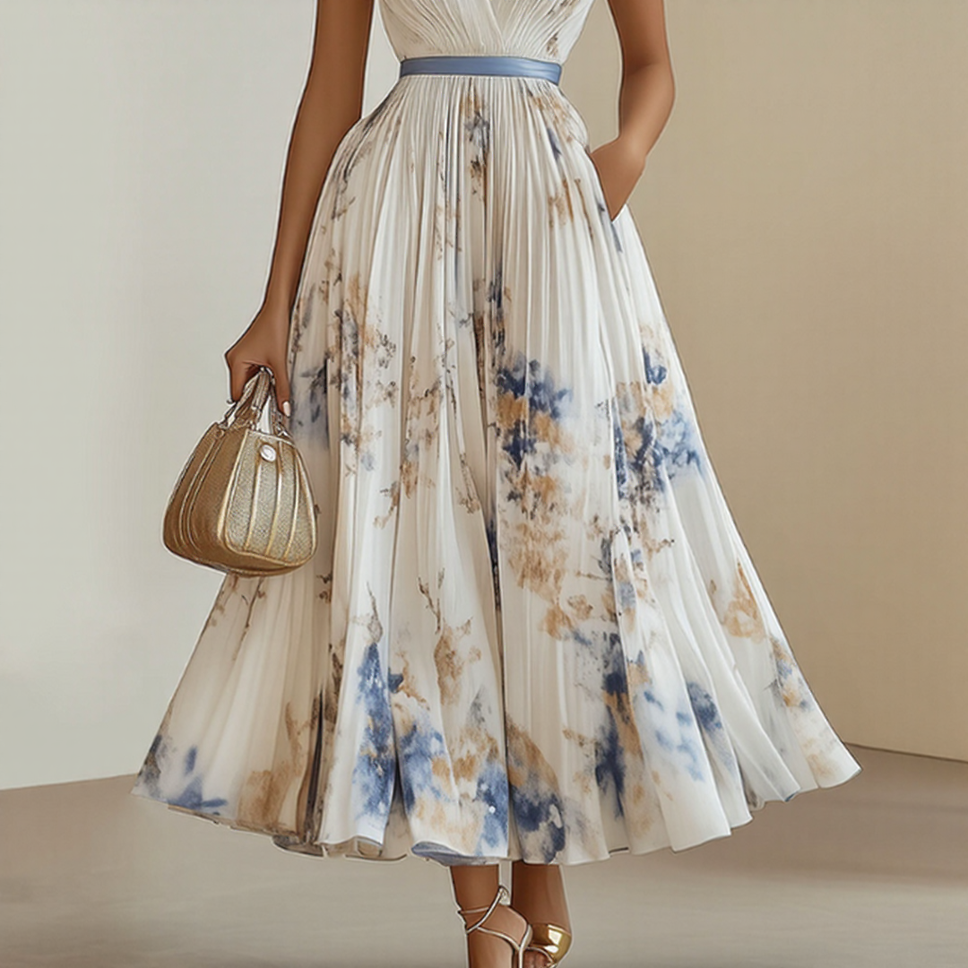 Elaine | Elegant Pleated Maxi Dress