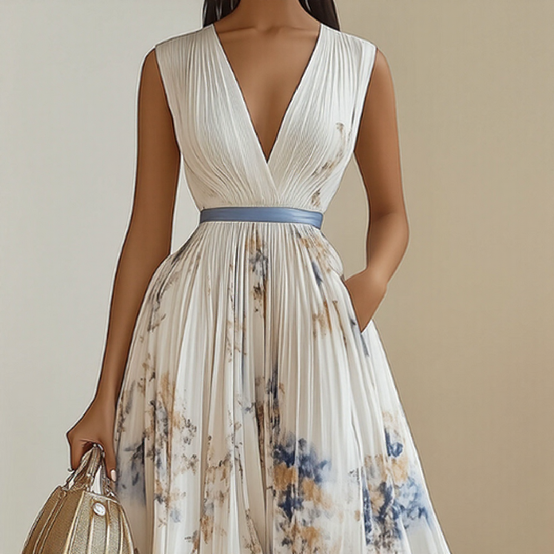 Elaine | Elegant Pleated Maxi Dress