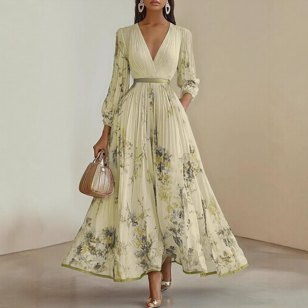 Elaine | Elegant Pleated Maxi Dress