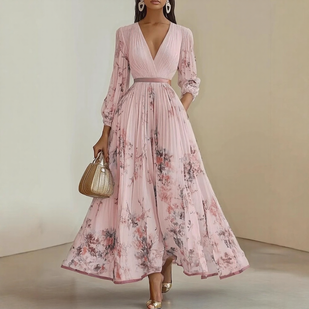 Elaine | Elegant Pleated Maxi Dress