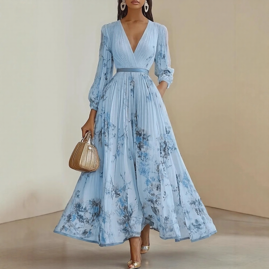 Elaine | Elegant Pleated Maxi Dress