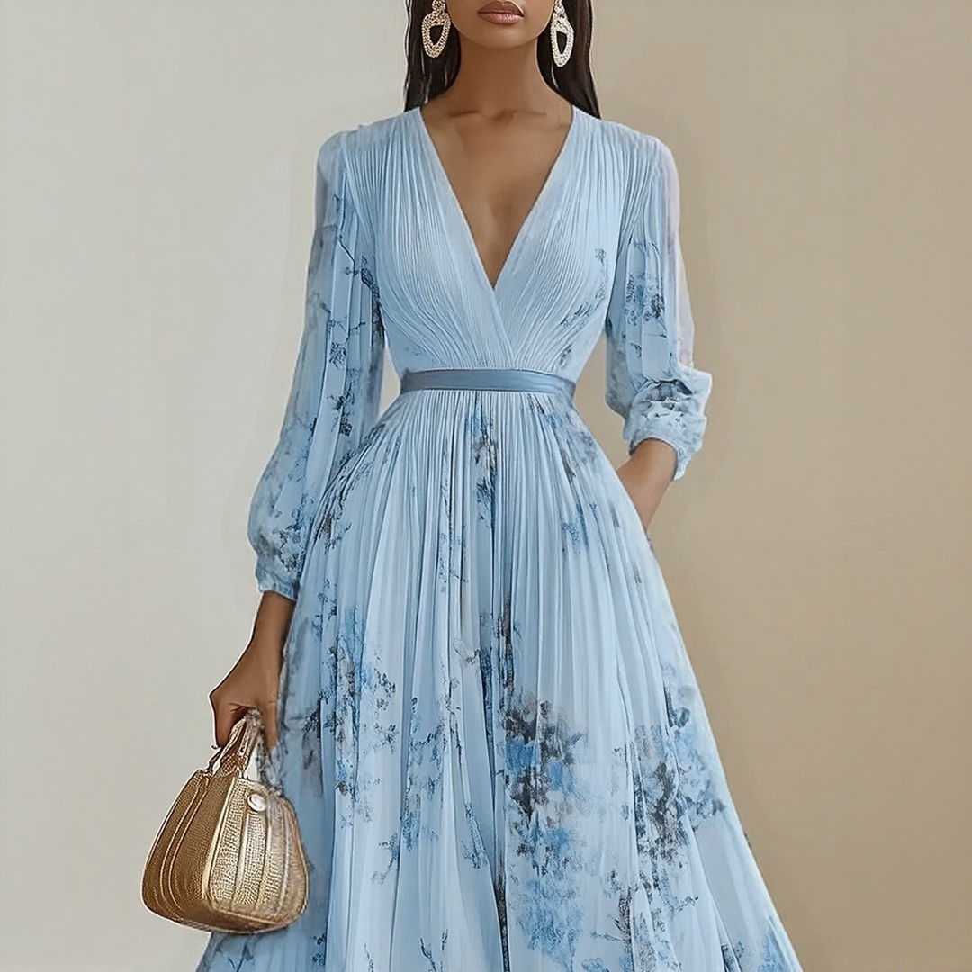 Elaine | Elegant Pleated Maxi Dress