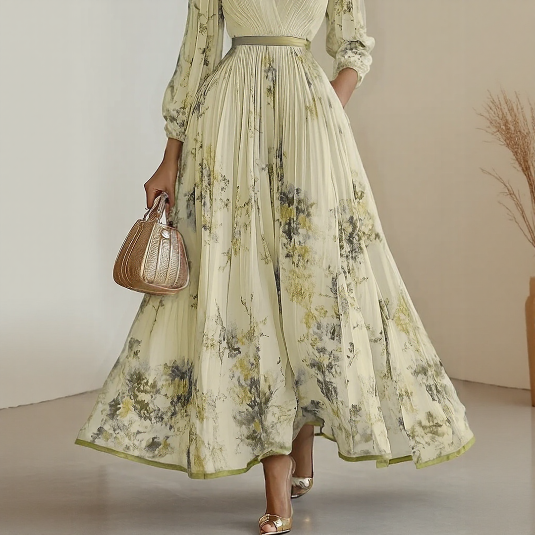 Elaine | Elegant Pleated Maxi Dress