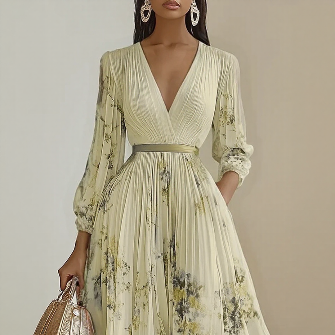 Elaine | Elegant Pleated Maxi Dress