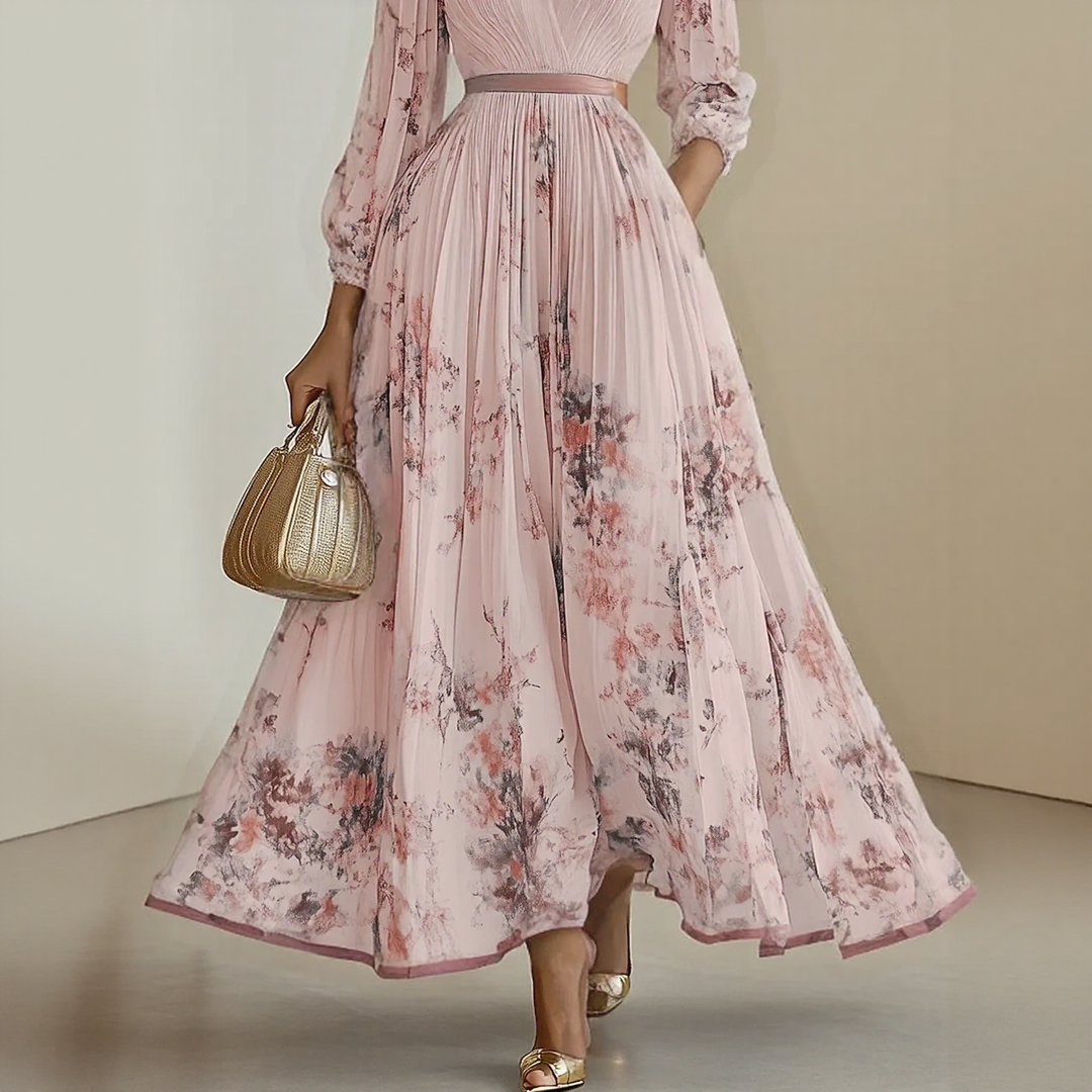 Elaine | Elegant Pleated Maxi Dress
