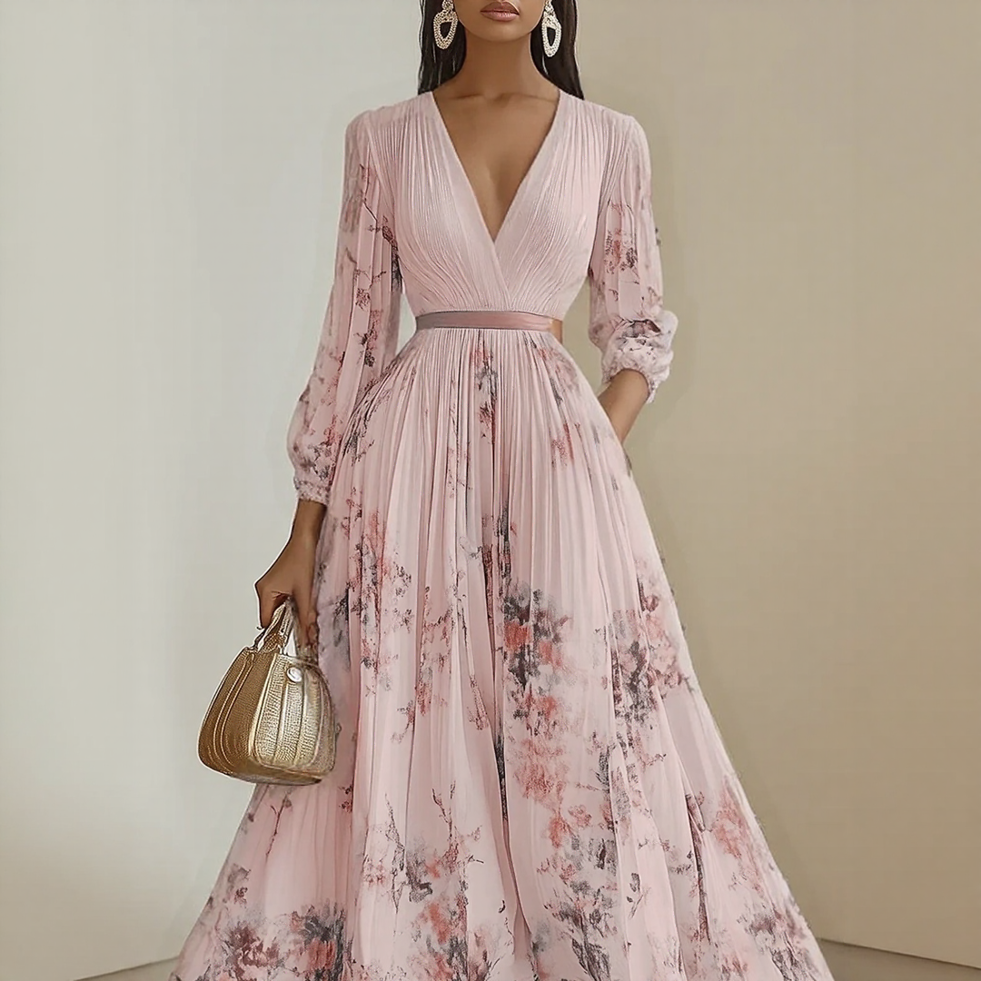 Elaine | Elegant Pleated Maxi Dress