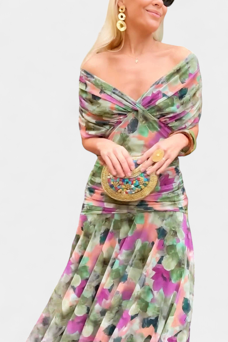 Gloria | Long Floral V-Neck Dress