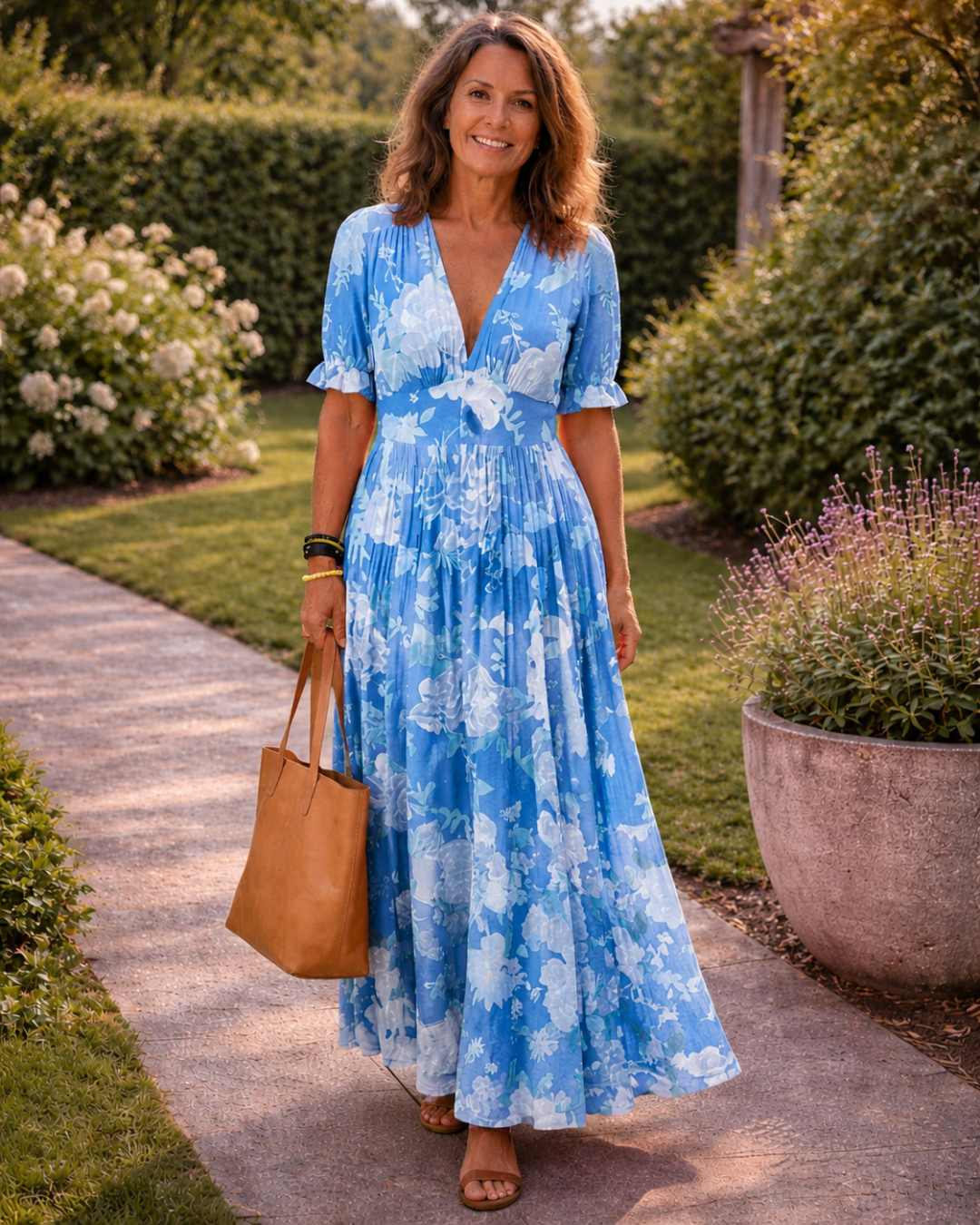 Lana - Sleeveless V-Neck Floral Midi Dress
