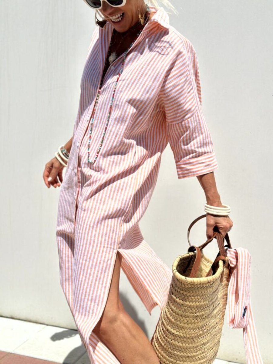 Anne | Classic Striped Shirt Dress